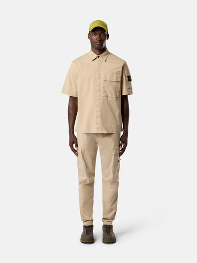 STONE ISLAND - Chemise manches courtes beige en cotton supima