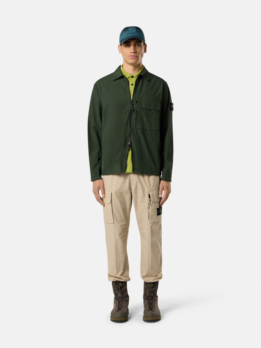 STONE ISLAND - Surchemise vert juniper à poche poitrine