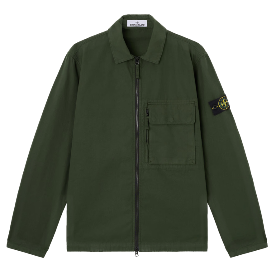 STONE ISLAND - Surchemise vert juniper à poche poitrine