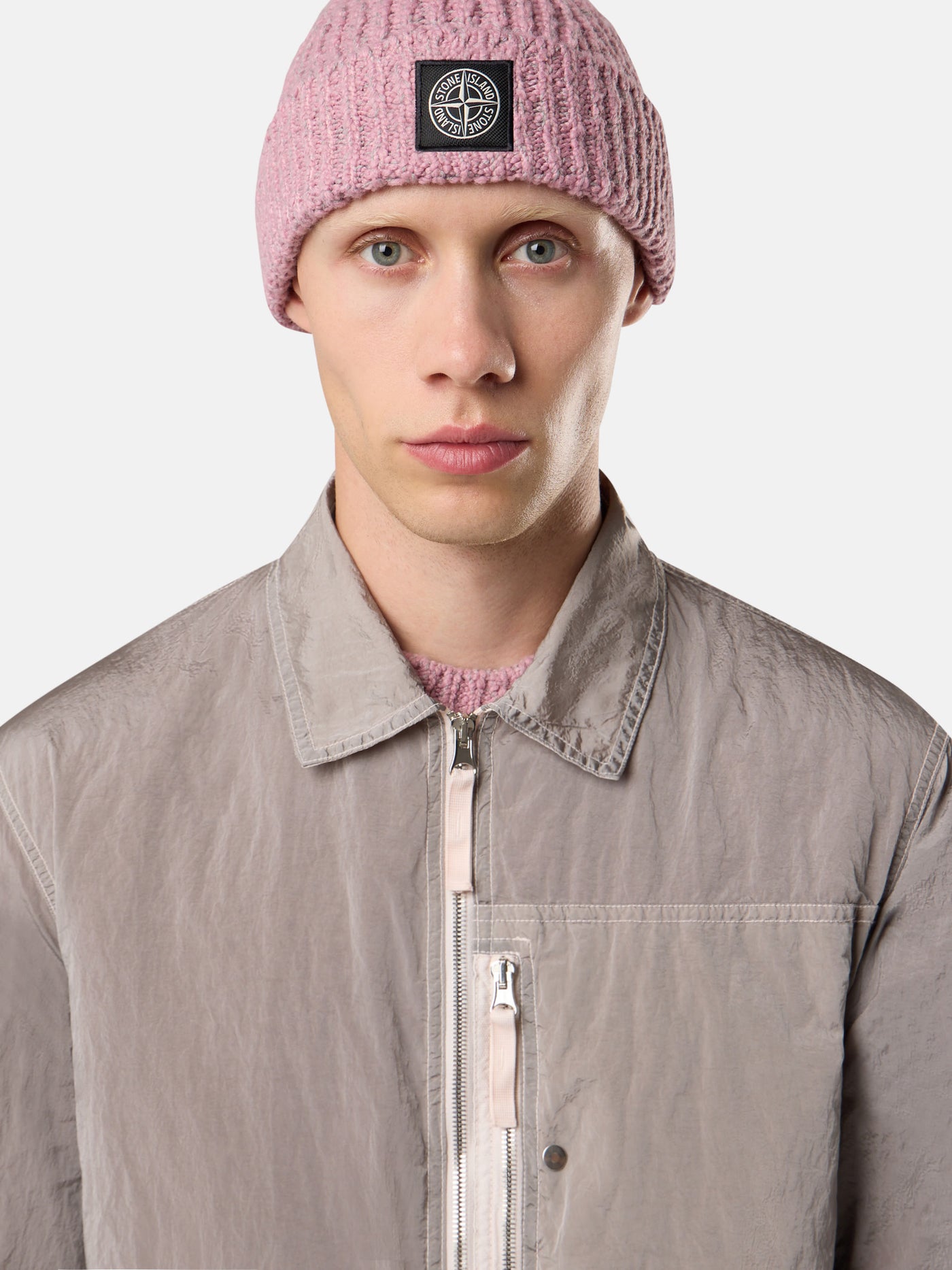STONE ISLAND - Surchemise nylon rose pâle