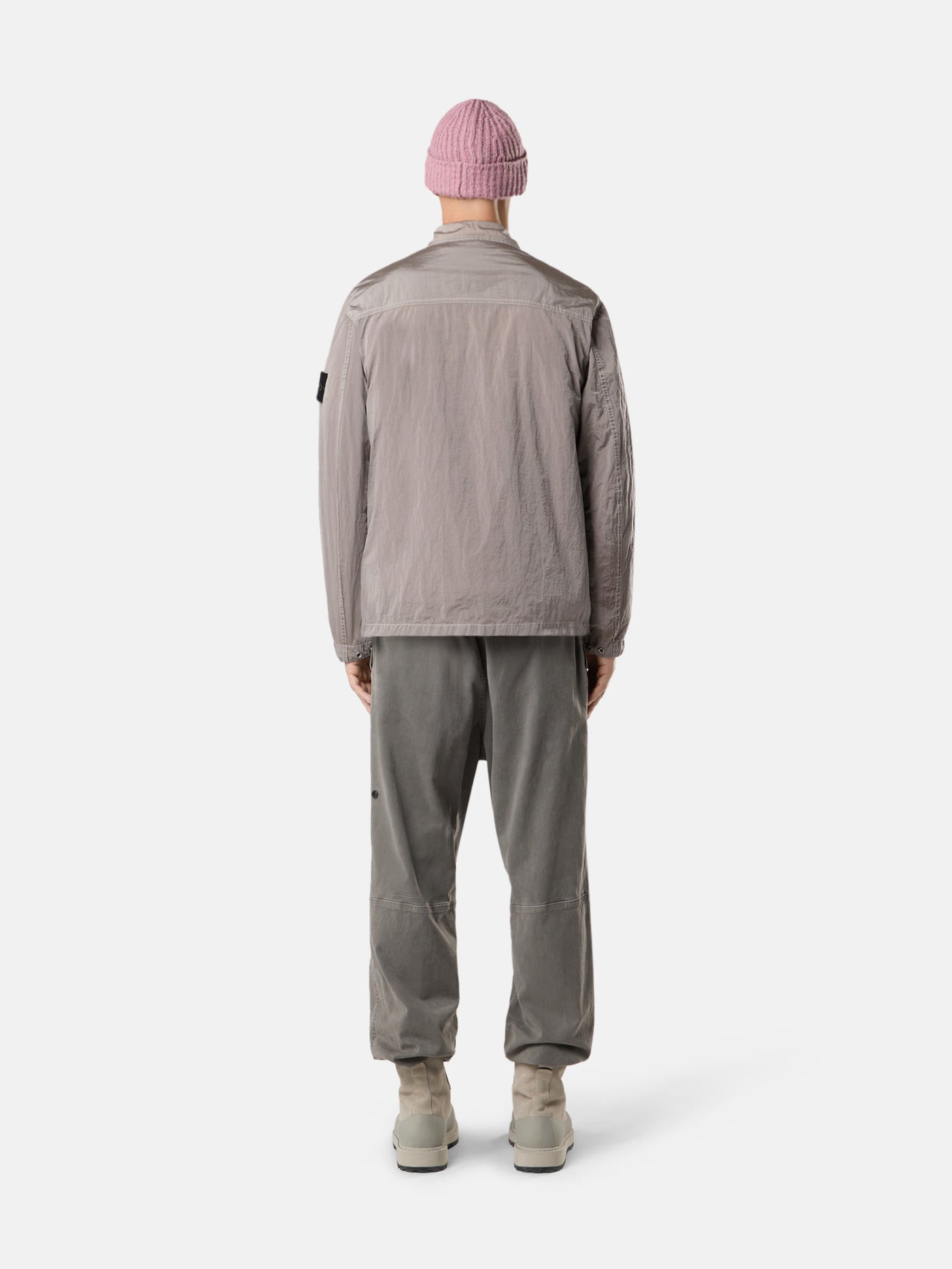 STONE ISLAND - Surchemise nylon rose pâle