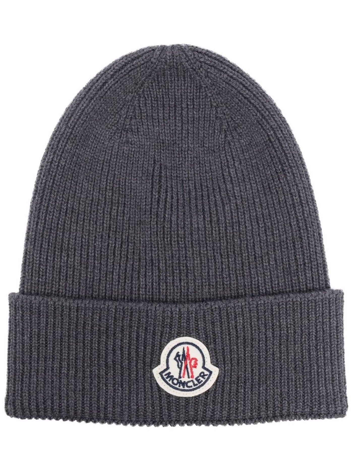 MONCLER - Bonnet en laine gris foncé