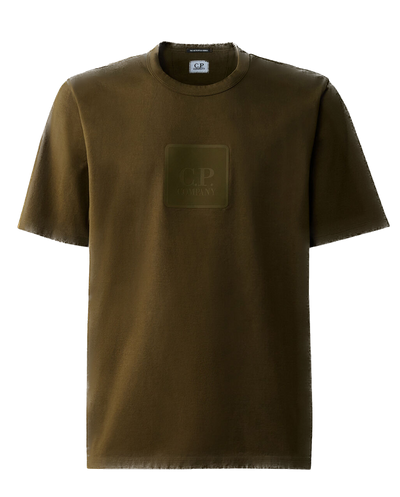 CP COMPANY METROPOLIS - T-SHIRT KAKI GROS LOGO CAOUTCHOUC