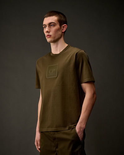 CP COMPANY METROPOLIS - T-SHIRT KAKI GROS LOGO CAOUTCHOUC