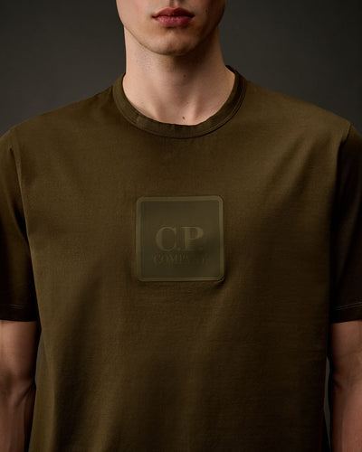 CP COMPANY METROPOLIS - T-SHIRT KAKI GROS LOGO CAOUTCHOUC