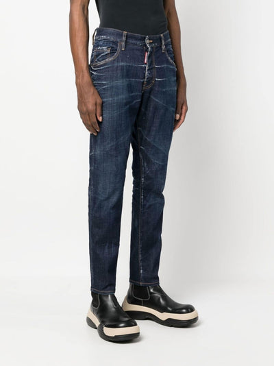 DSQUARED2 - Jean Skinny bleu à effet délavé