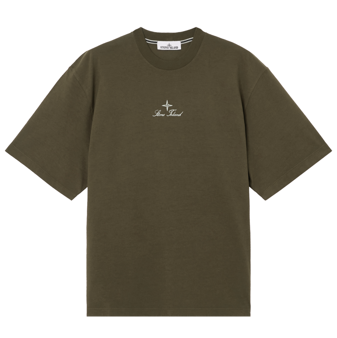 T-Shirt Homme Coton Bleu – Écriture Brodée – Qualité Supérieure – Neuf
