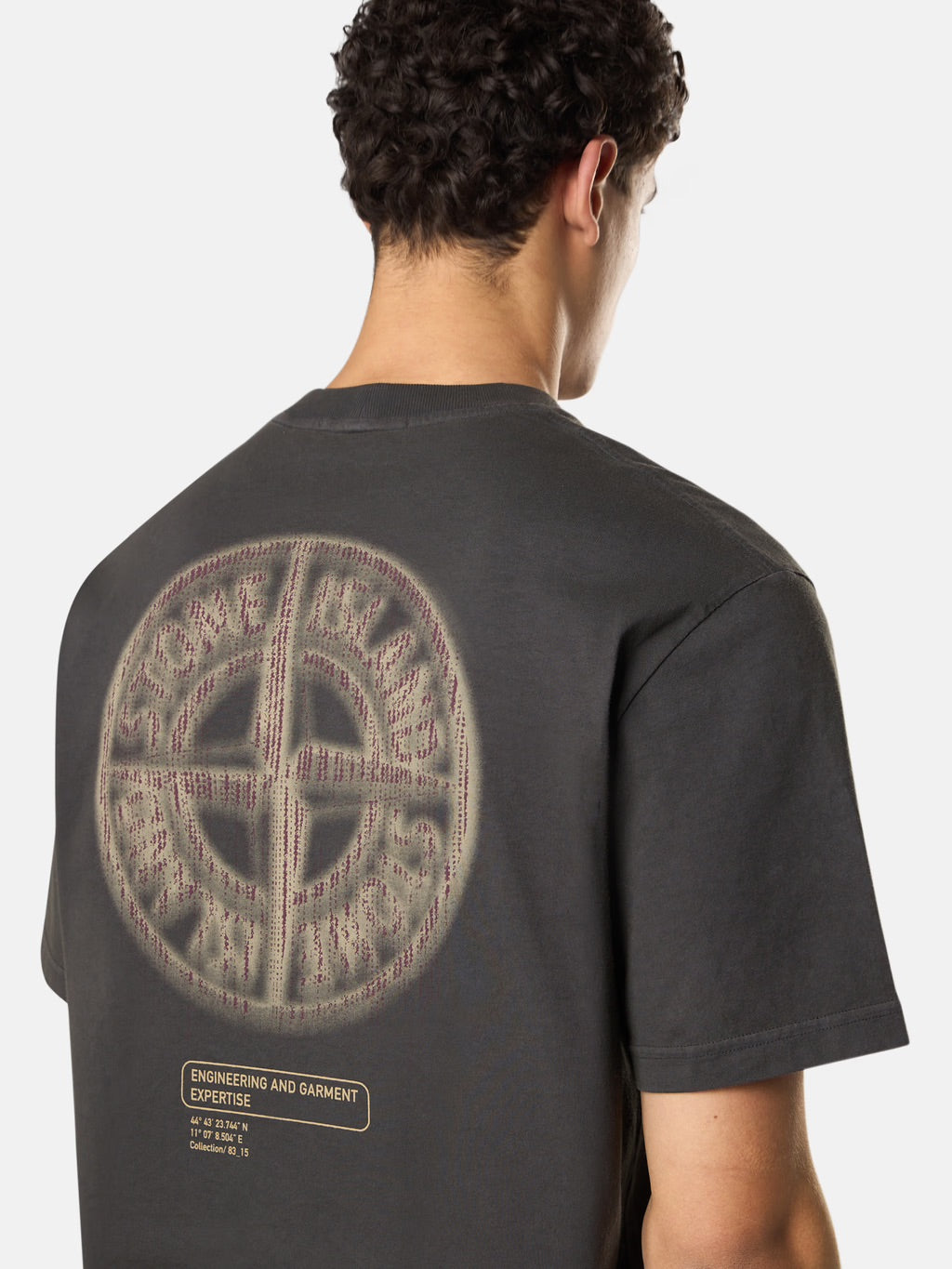 STONE ISLAND - T-shirt gris plomb à imprimé