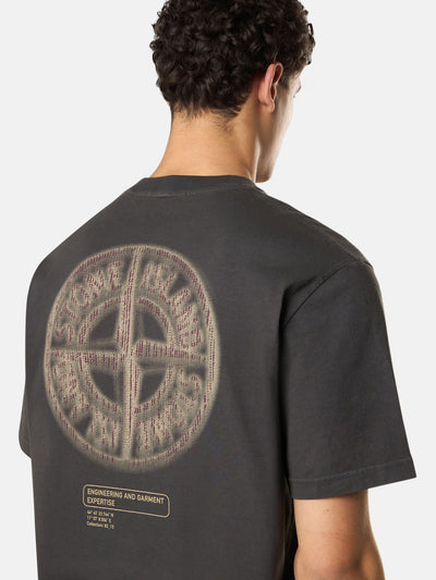 STONE ISLAND - T-shirt gris plomb à imprimé