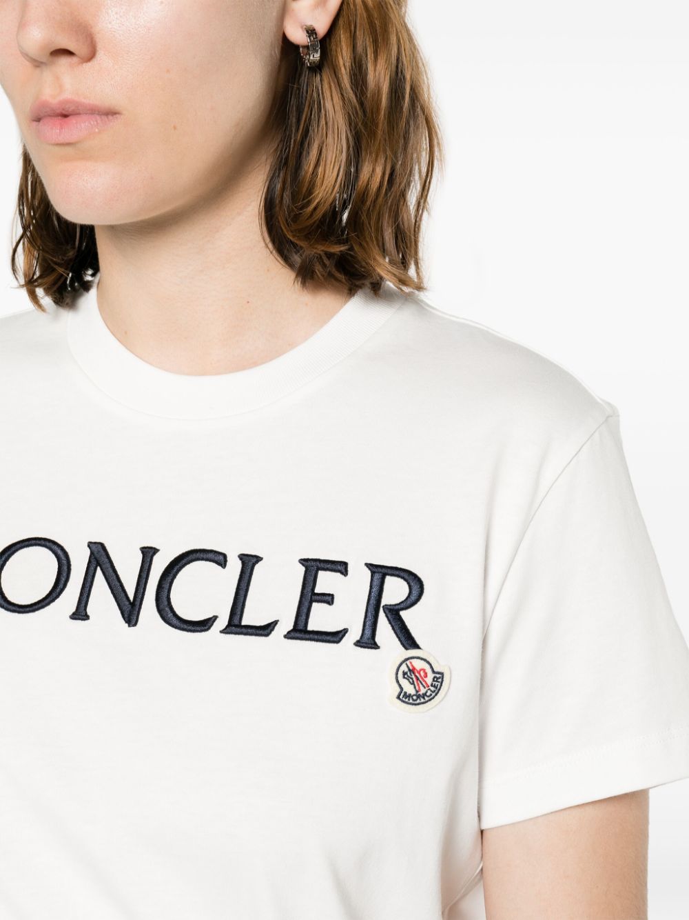 MONCLER - T-shirt en coton à logo brodé
