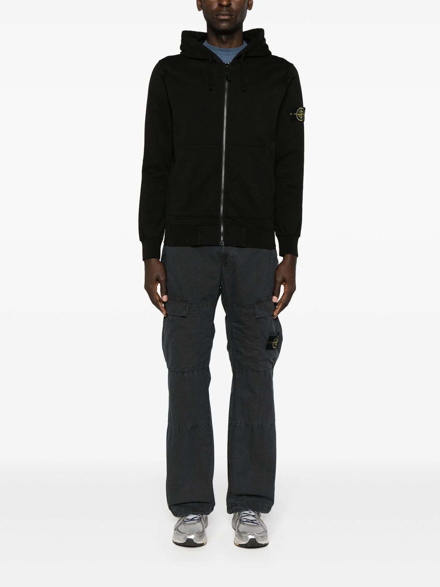 STONE ISLAND - Hoodie zippé noir