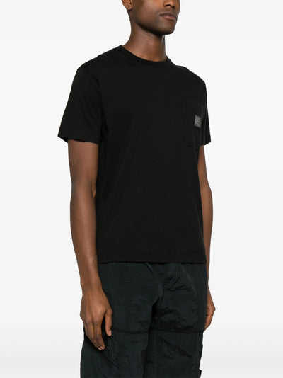 STONE ISLAND - Tee Shirt délavé à poche noir