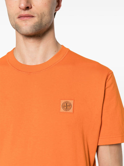 Stone Island - Tee shirt à motif compass orange