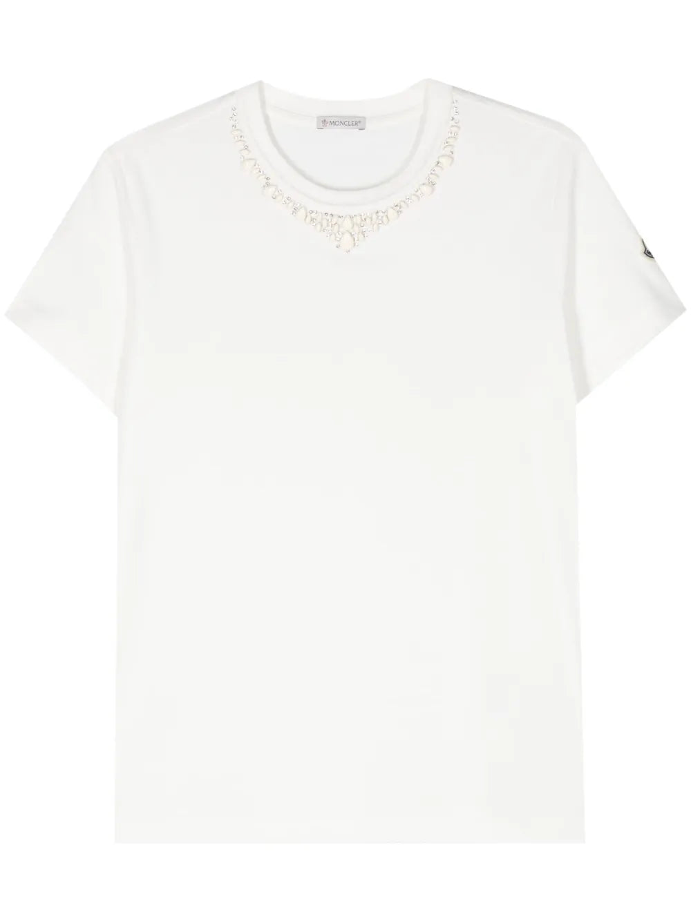 MONCLER - T-shirt en coton à ornements strassés