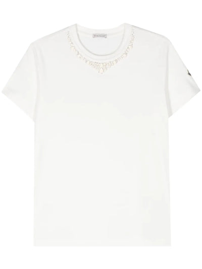MONCLER - T-shirt en coton à ornements strassés
