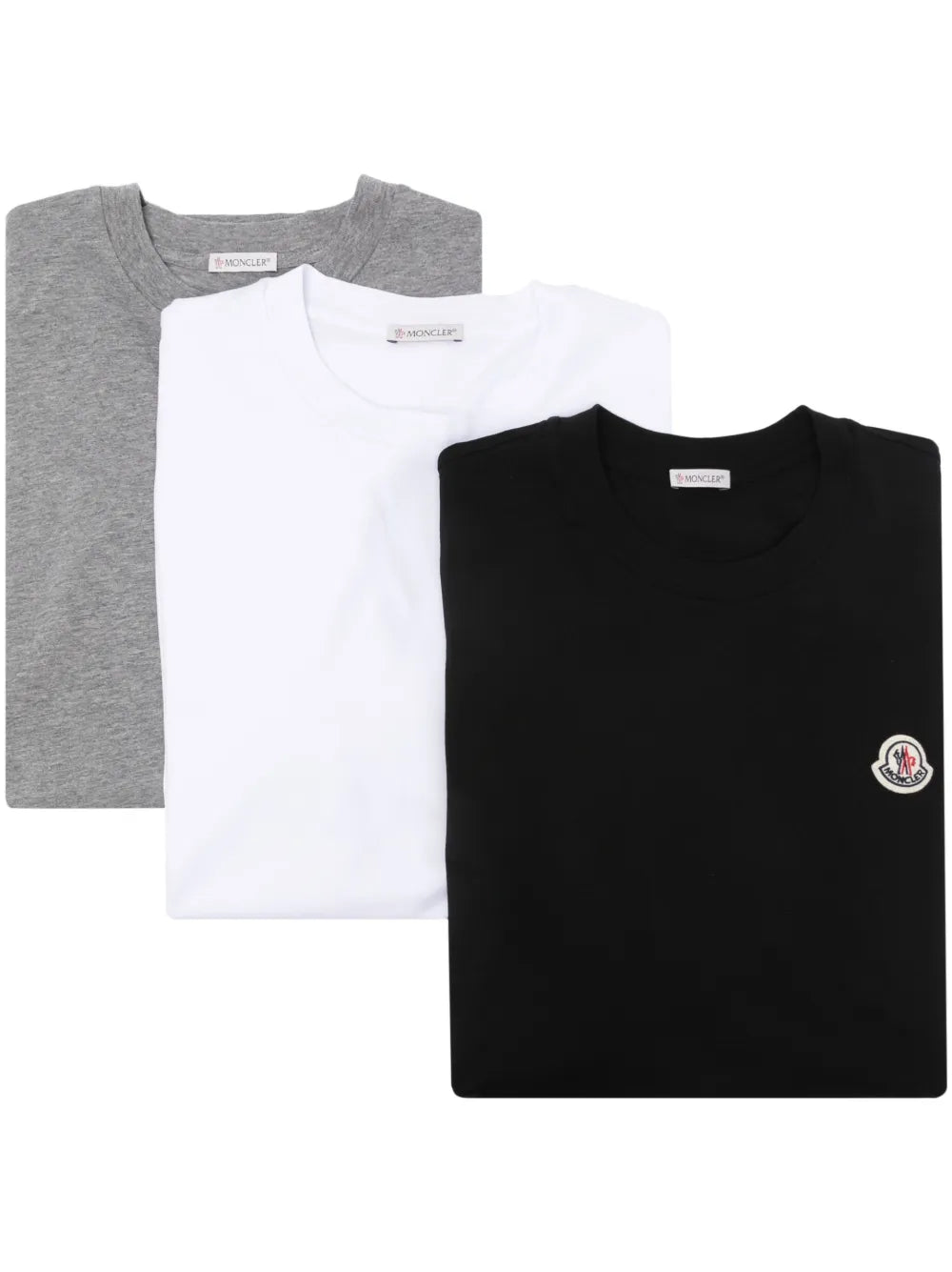 MONCLER - lot de trois t-shirts en coton à patch logo