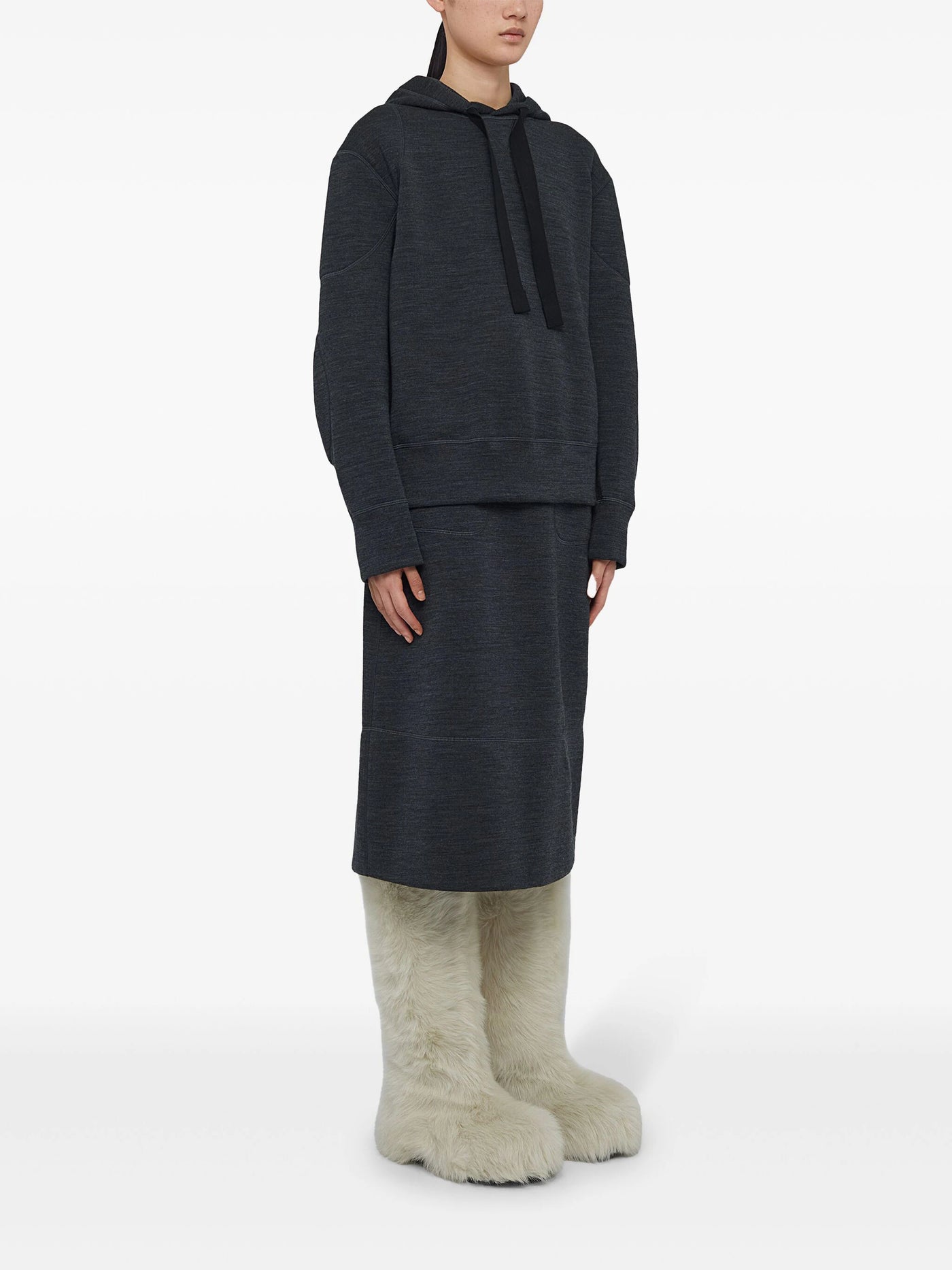 JIL SANDER - Hoodie en laine à lien de resserrage