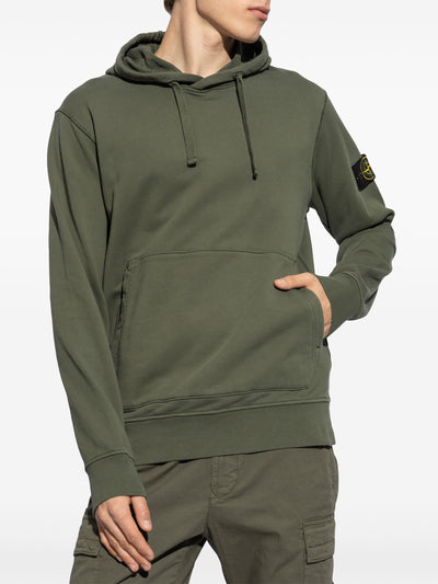 Stone Island - Sweat à capuche vert olive