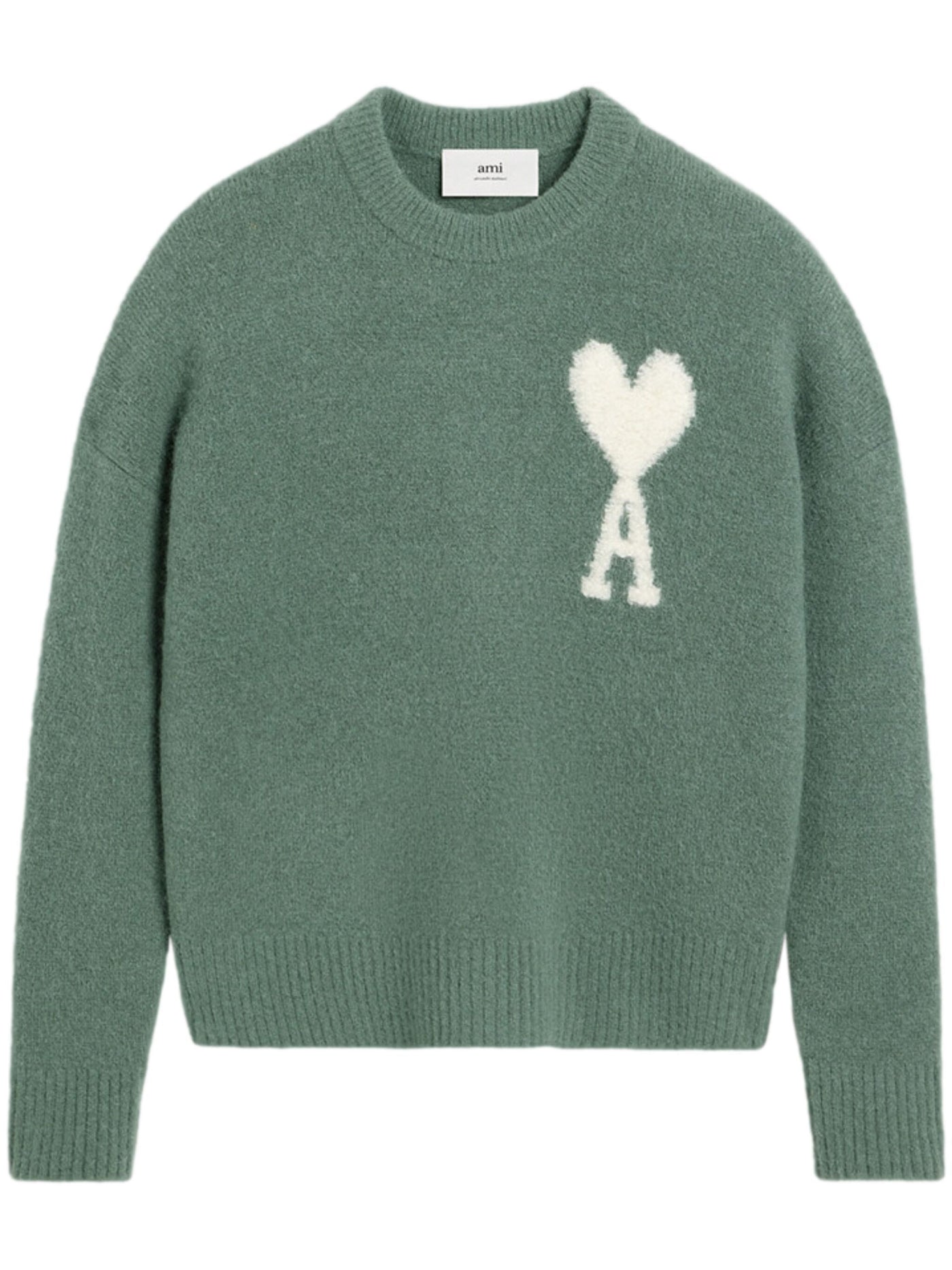 AMI PARIS - Pull col rond en alpaga vert