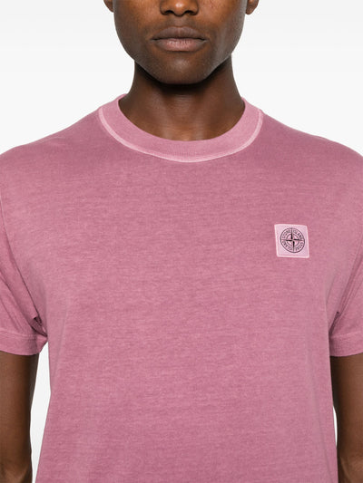 Stone Island - T shirt délavé magenta