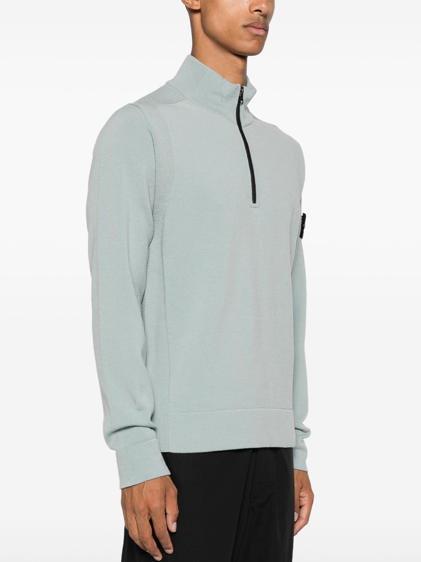 STONE ISLAND - Half-zip Vert clair