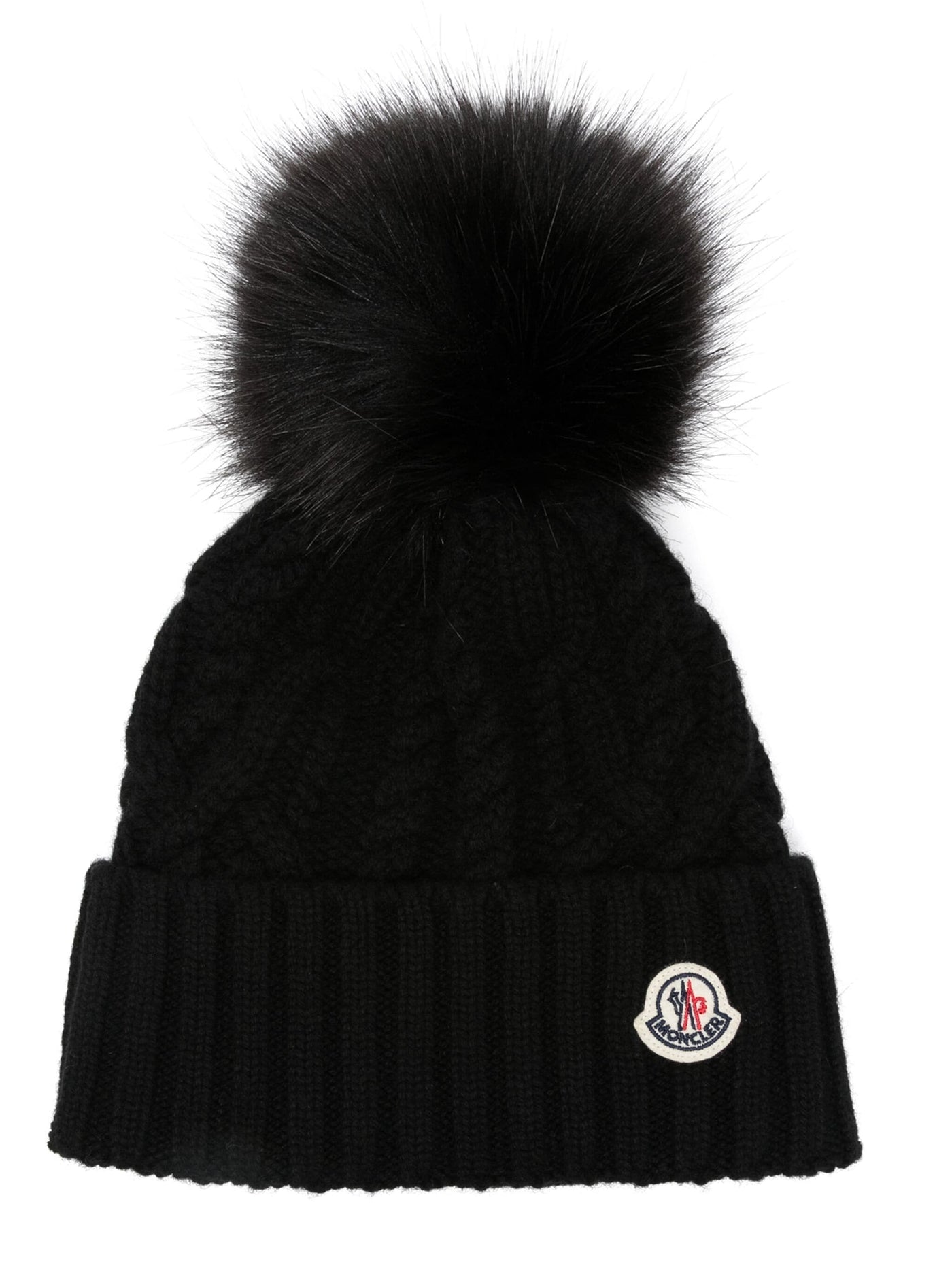 MONCLER - Bonnet à pompon noir