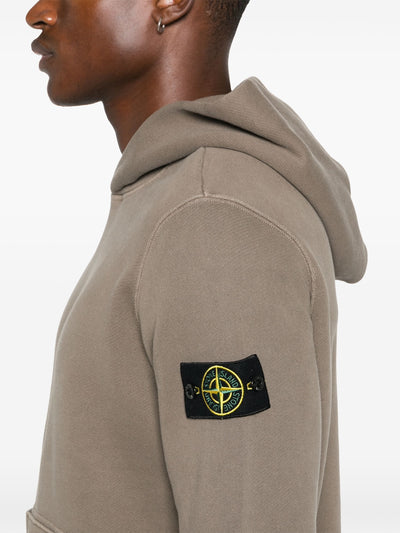 STONE ISLAND - Hoodie épais marron