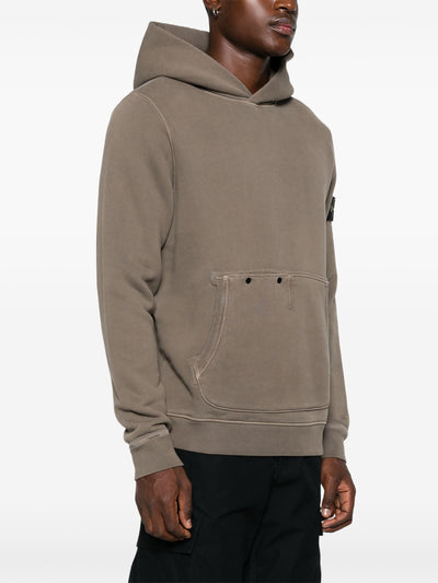 STONE ISLAND - Hoodie épais marron