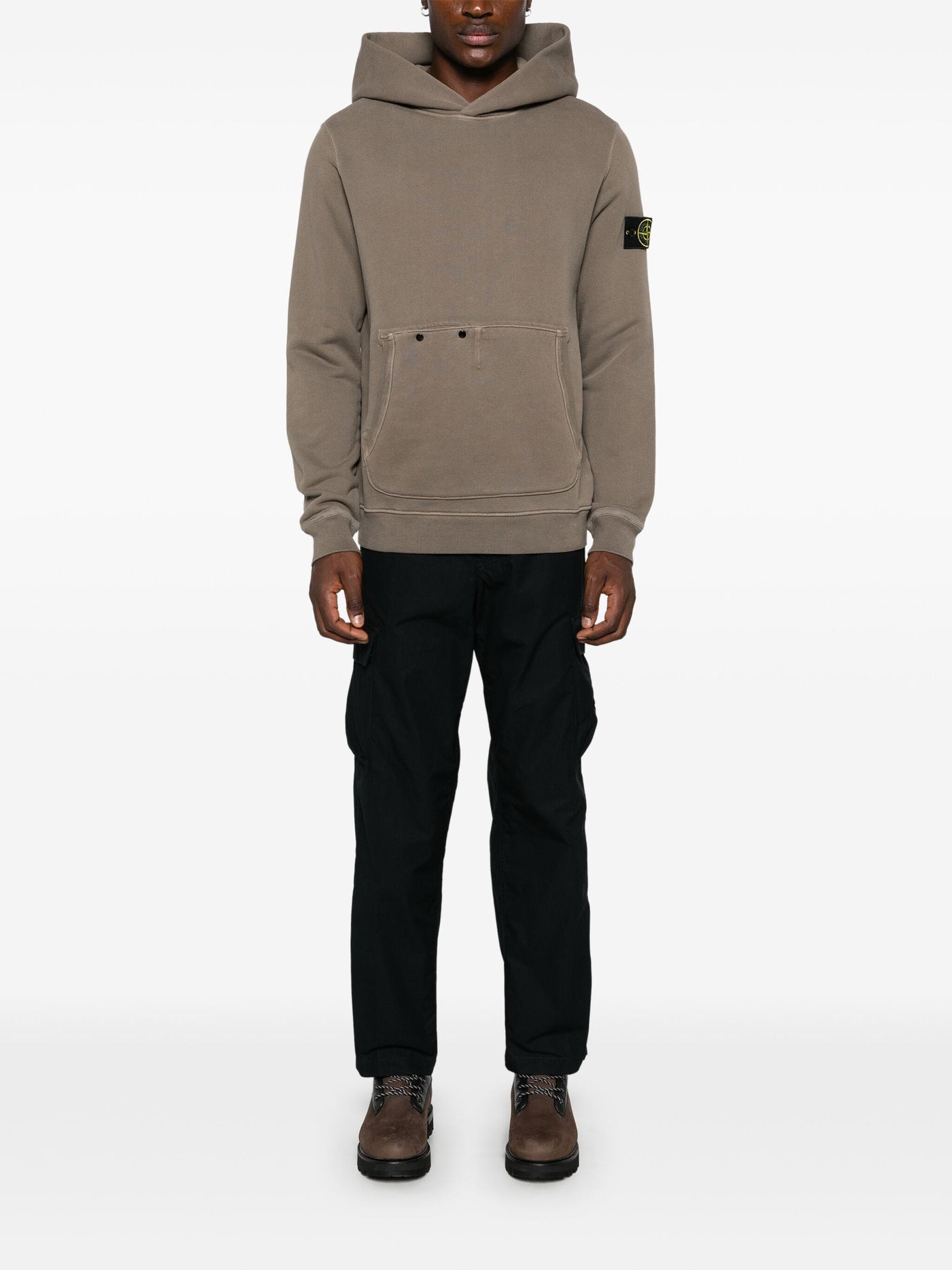 STONE ISLAND - Hoodie épais marron