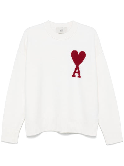 AMI PARIS - Pull en laine coeur rouge