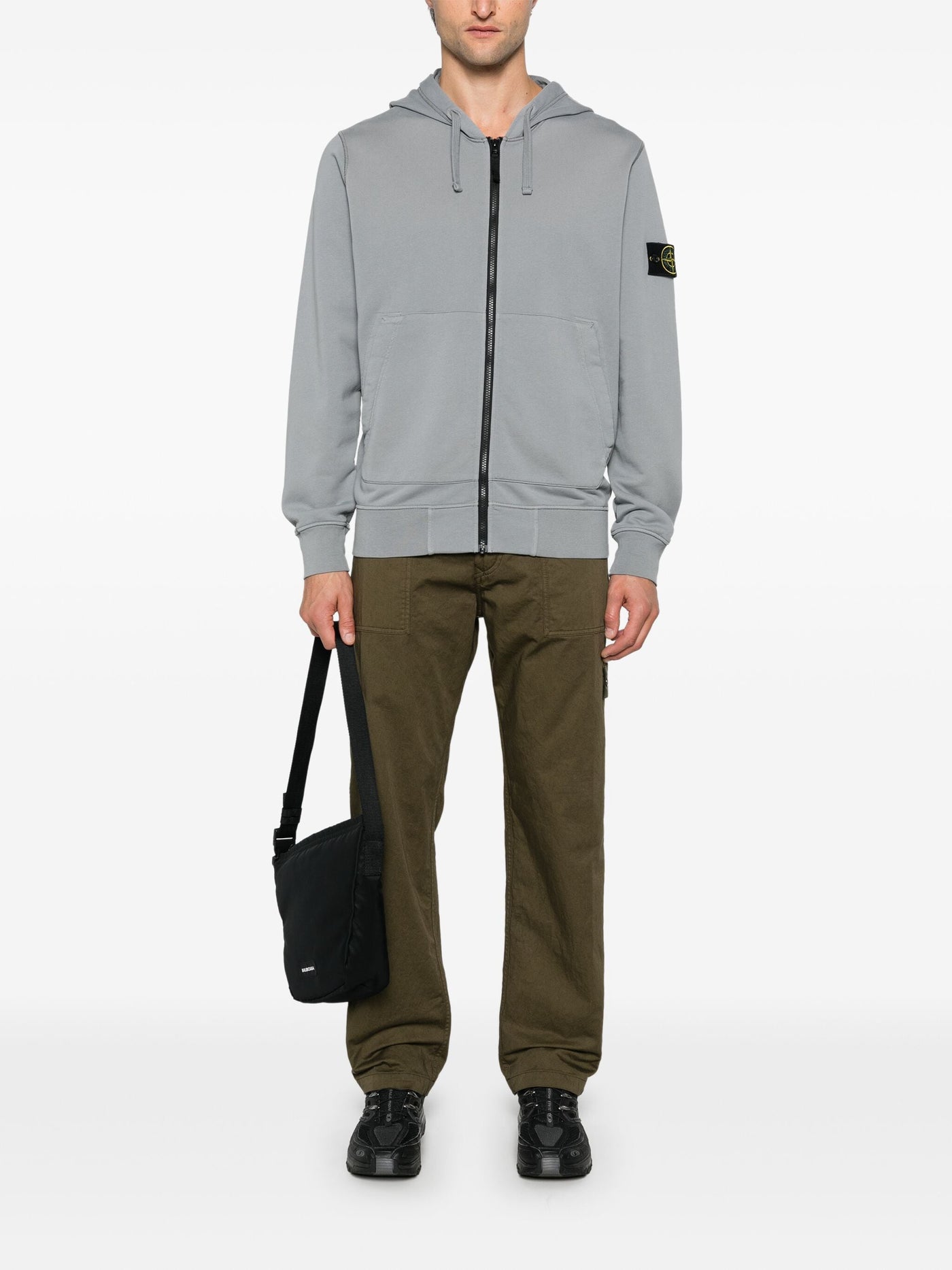 STONE ISLAND - Hoodie zippé gris