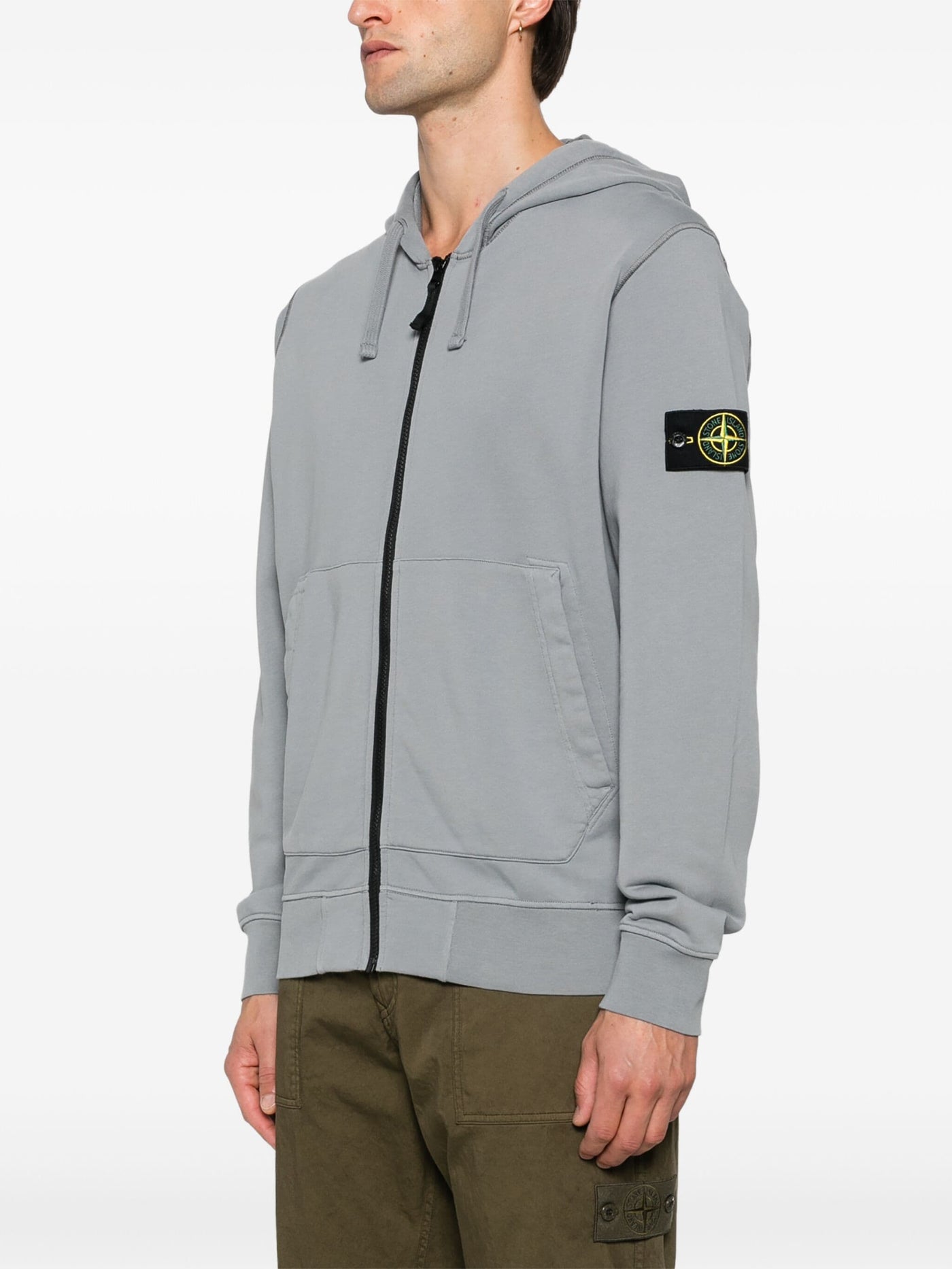 STONE ISLAND - Hoodie zippé gris