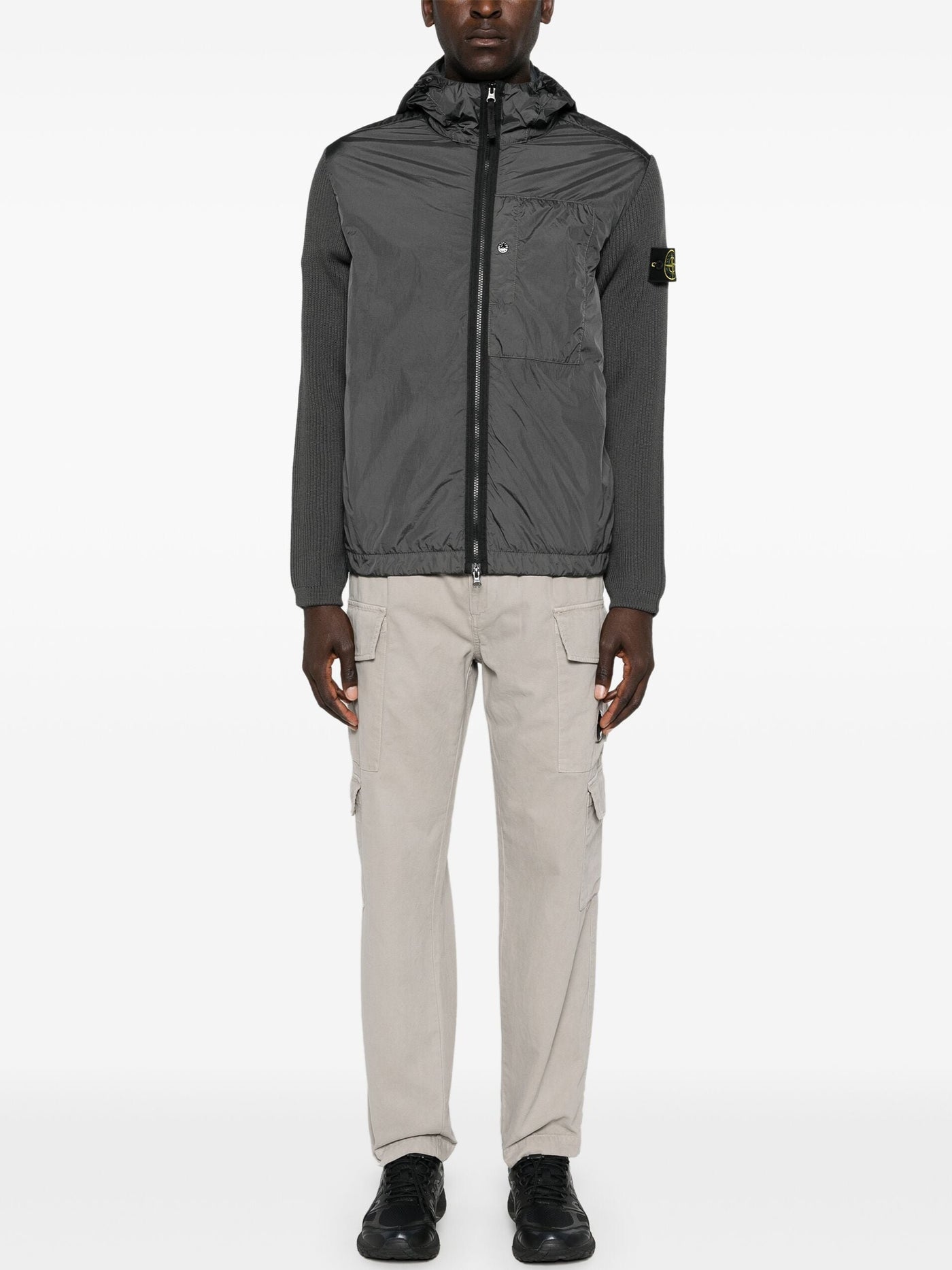 STONE ISLAND - Gilet Bi-matière gris anthracite