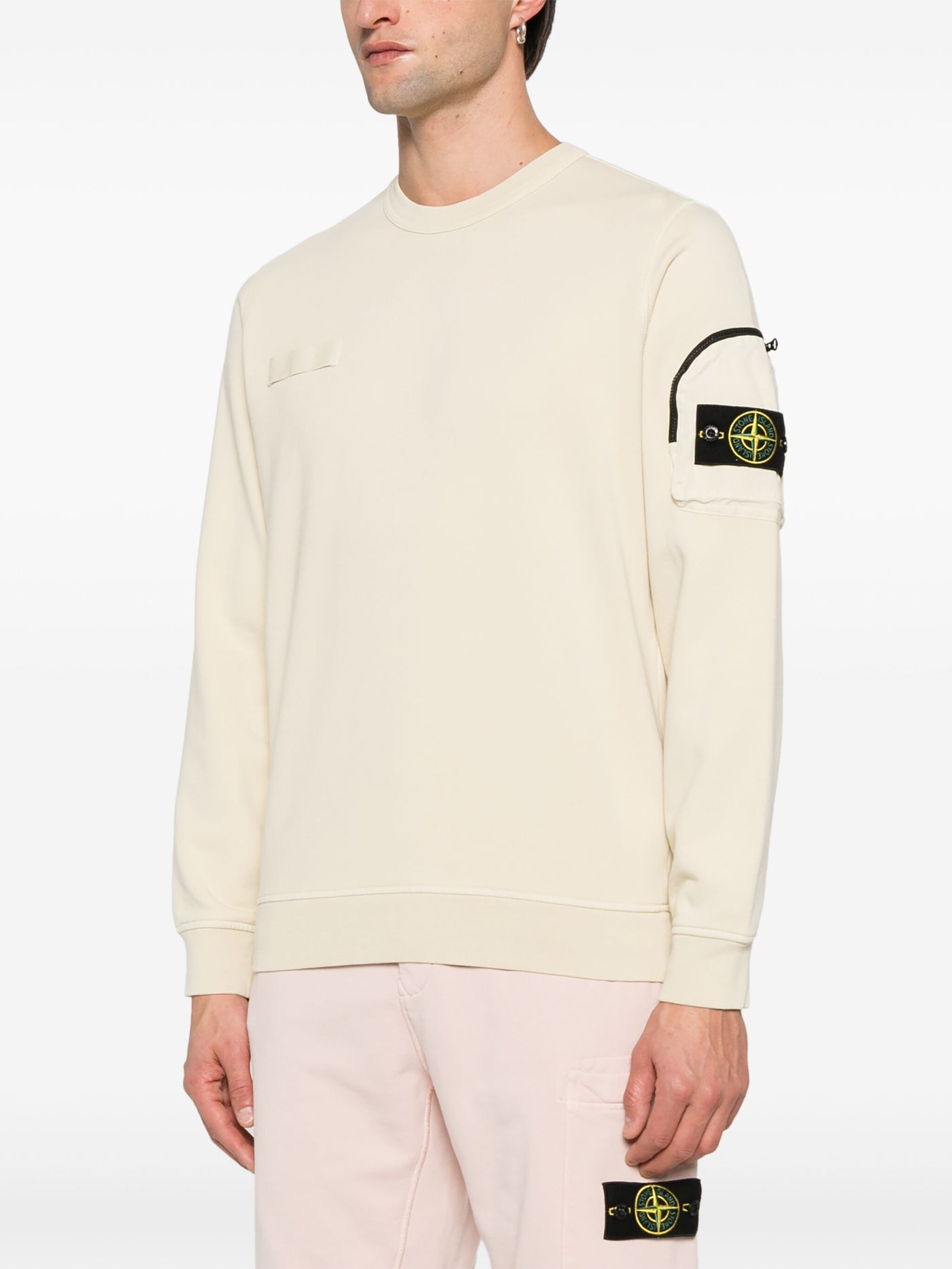 STONE ISLAND - Crewneck Zip pocket Beige sable