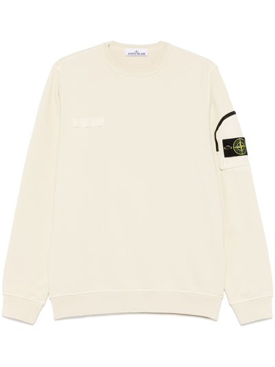 STONE ISLAND - Crewneck Zip pocket Beige sable