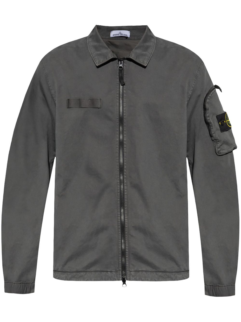 STONE ISLAND -Compass motif stretch cotton shirt