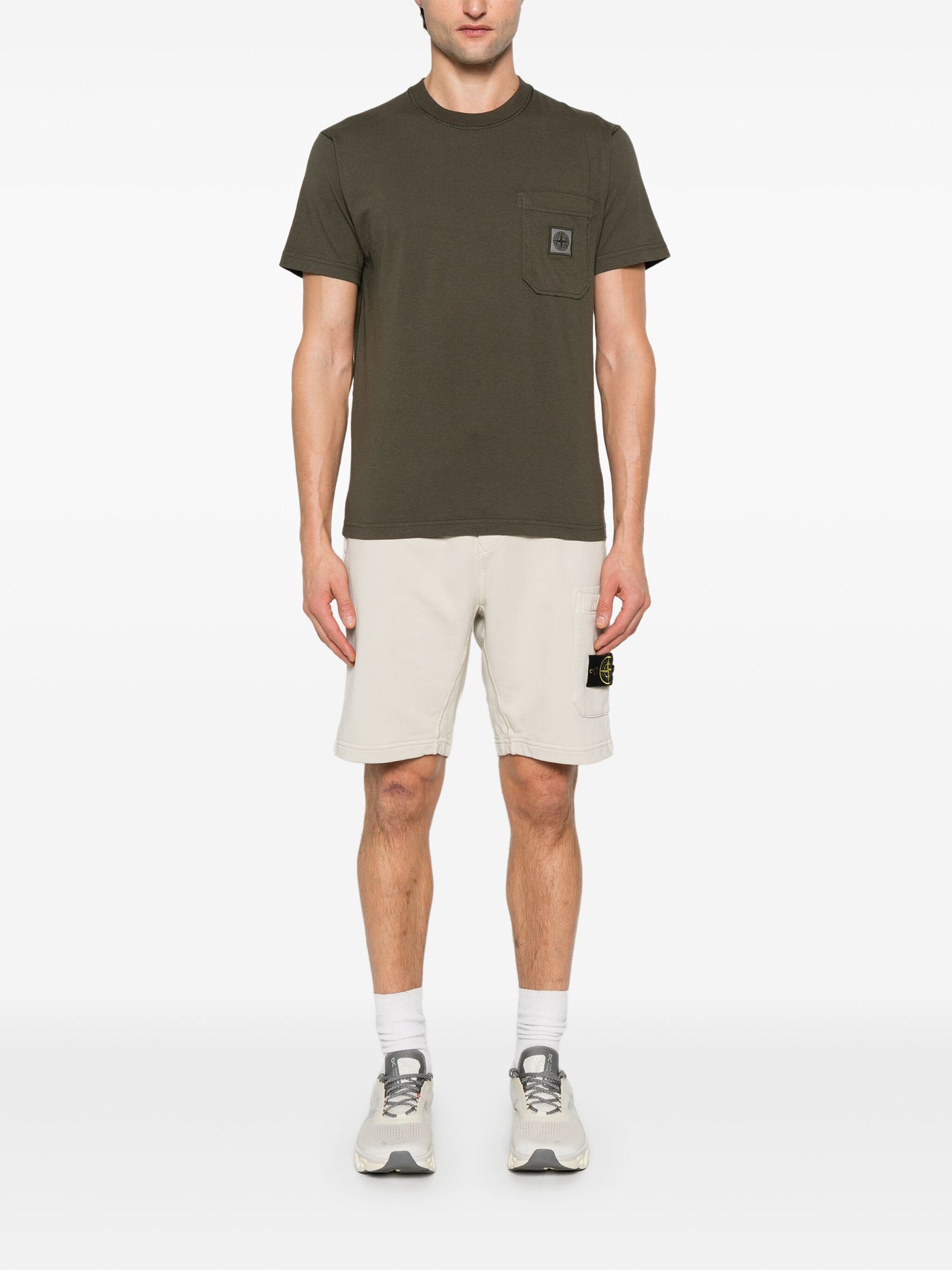 STONE ISLAND - Short en coton beige