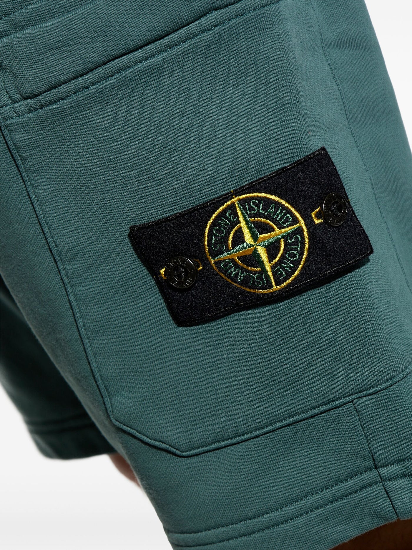 STONE ISLAND - Short en coton vert forêt