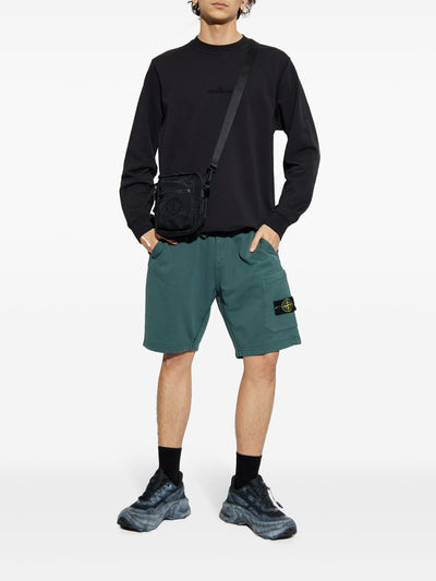 STONE ISLAND - Short en coton vert forêt