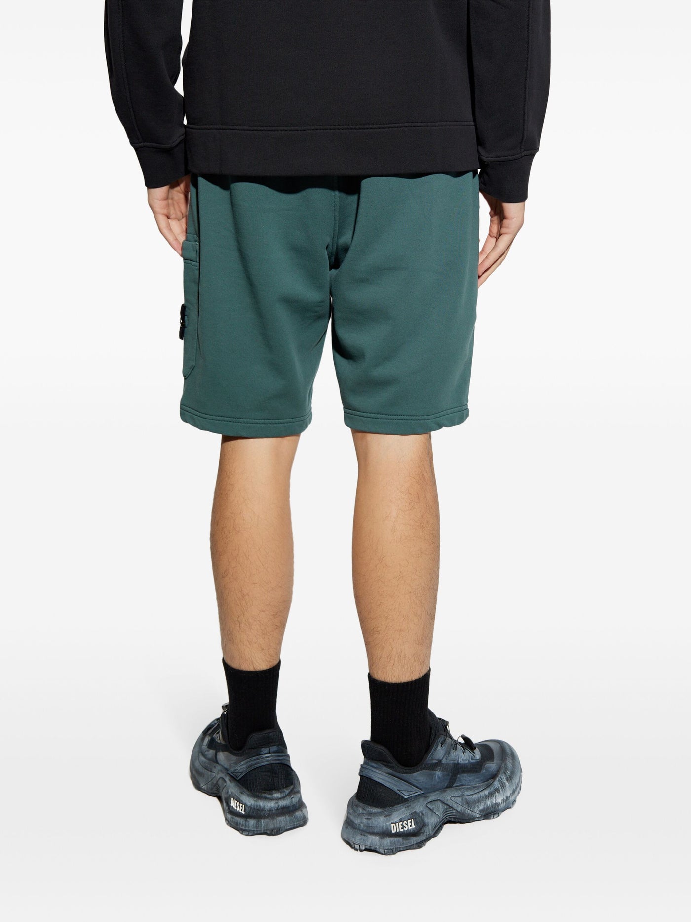 STONE ISLAND - Short en coton vert forêt