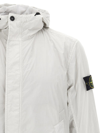 STONE ISLAND - Short parka gris clair