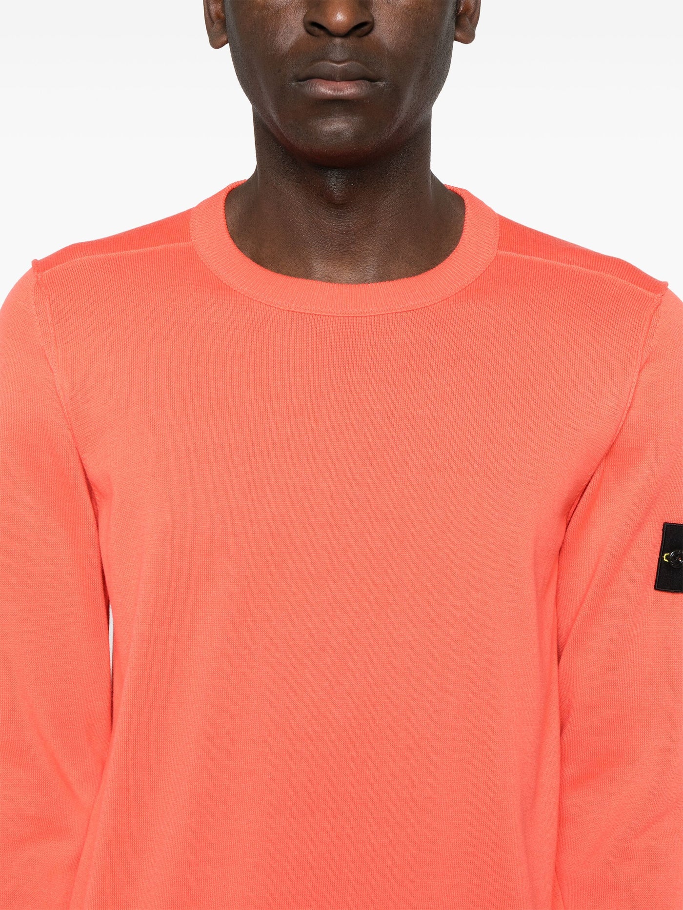 STONE ISLAND - Pull fin en coton Orange