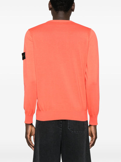 STONE ISLAND - Pull fin en coton Orange