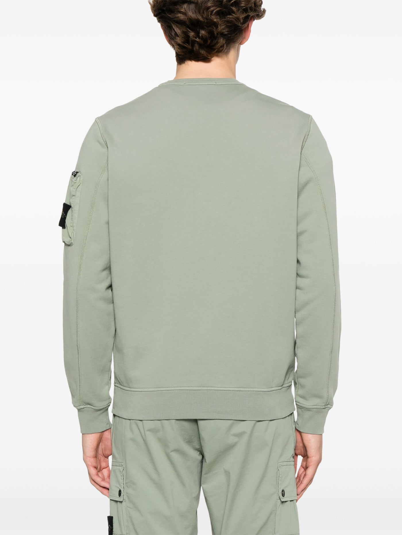 STONE ISLAND - Crewneck Zip pocket Vert