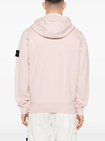 STONE ISLAND - Hoodie zippé rose pâle