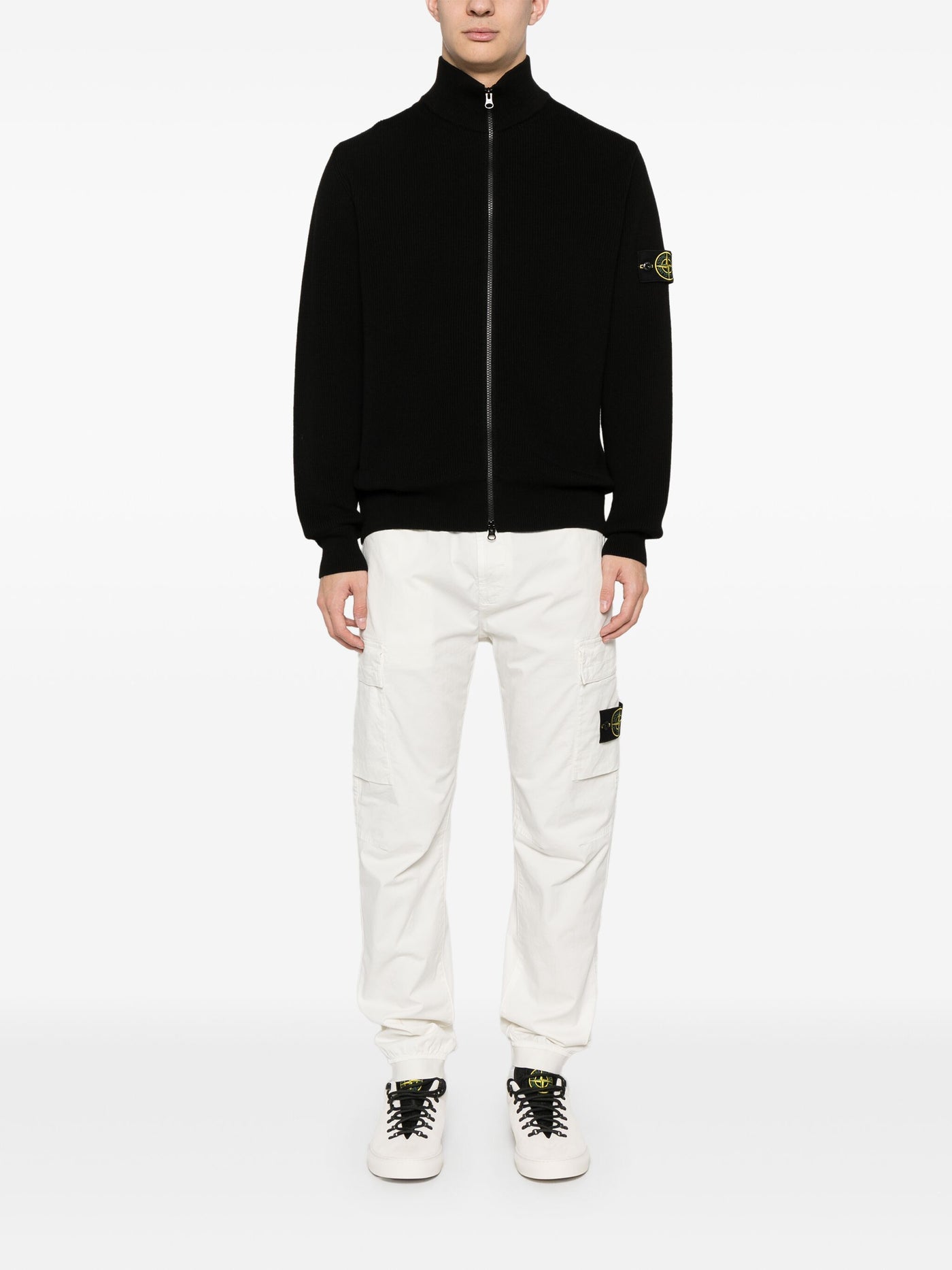 STONE ISLAND - Zip Crewneck Noir