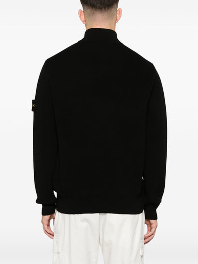 STONE ISLAND - Zip Crewneck Noir