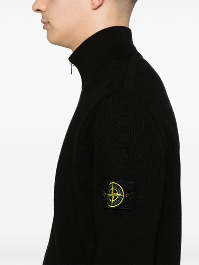 STONE ISLAND - Zip Crewneck Noir