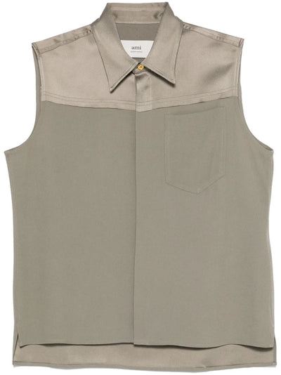 AMI PARIS - Chemisier sans manches taupe