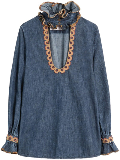 VALENTINO GARAVANI - Blouse brodée en chambray